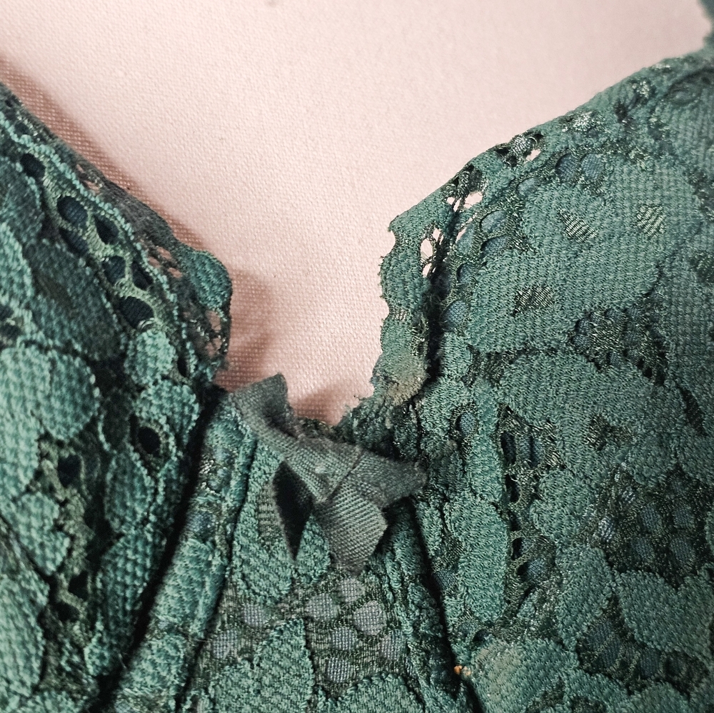 Victorias Secret Green Eyelet Crotchet Lace Corset Style Bodice - Picture 4 of 7